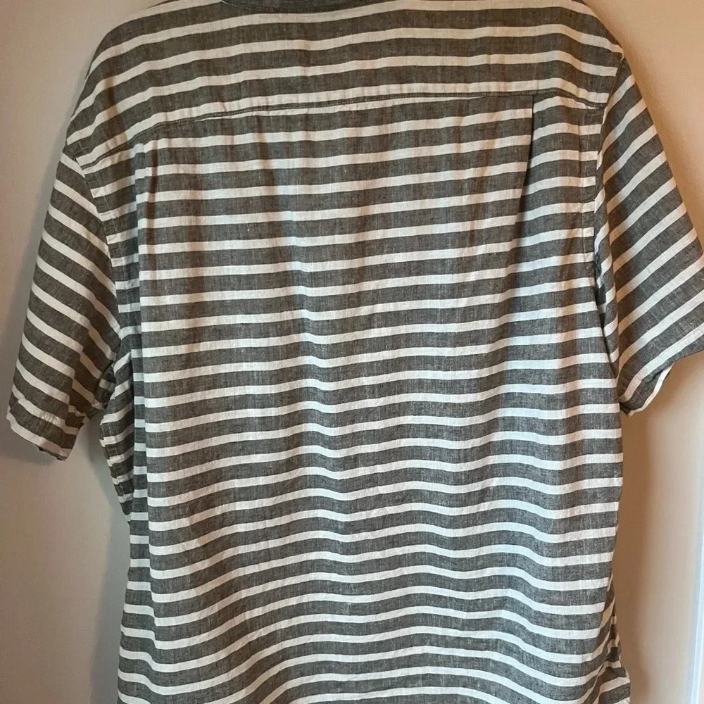 Old Navy Men's Size XL Linen Cotton Blend Striped Polo Shirt